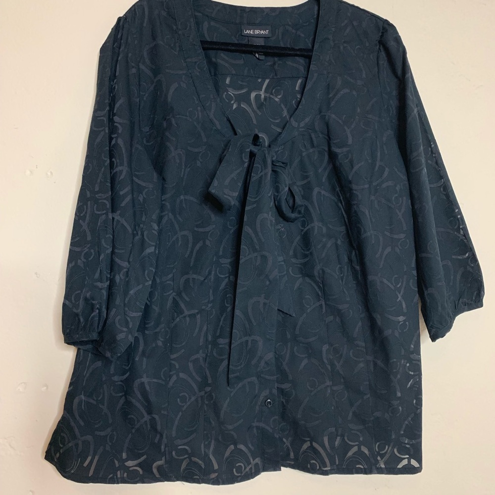 Lane Bryant Bow Tie 3/4 Sleeve Blouse